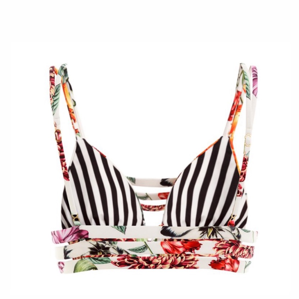 Agua Bendita Floral Lace-Up Bikini Top - Picture 5 of 10
